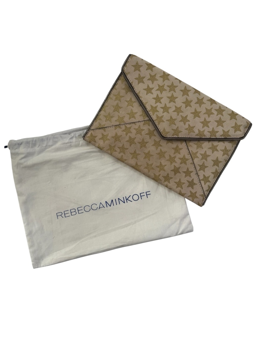 Rebecca Minkoff star clutch purse/ wallet leather gold #350